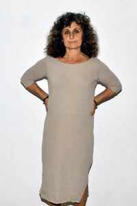 Vestido manga 3/4 midi