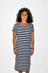 Vestido manga corta midi