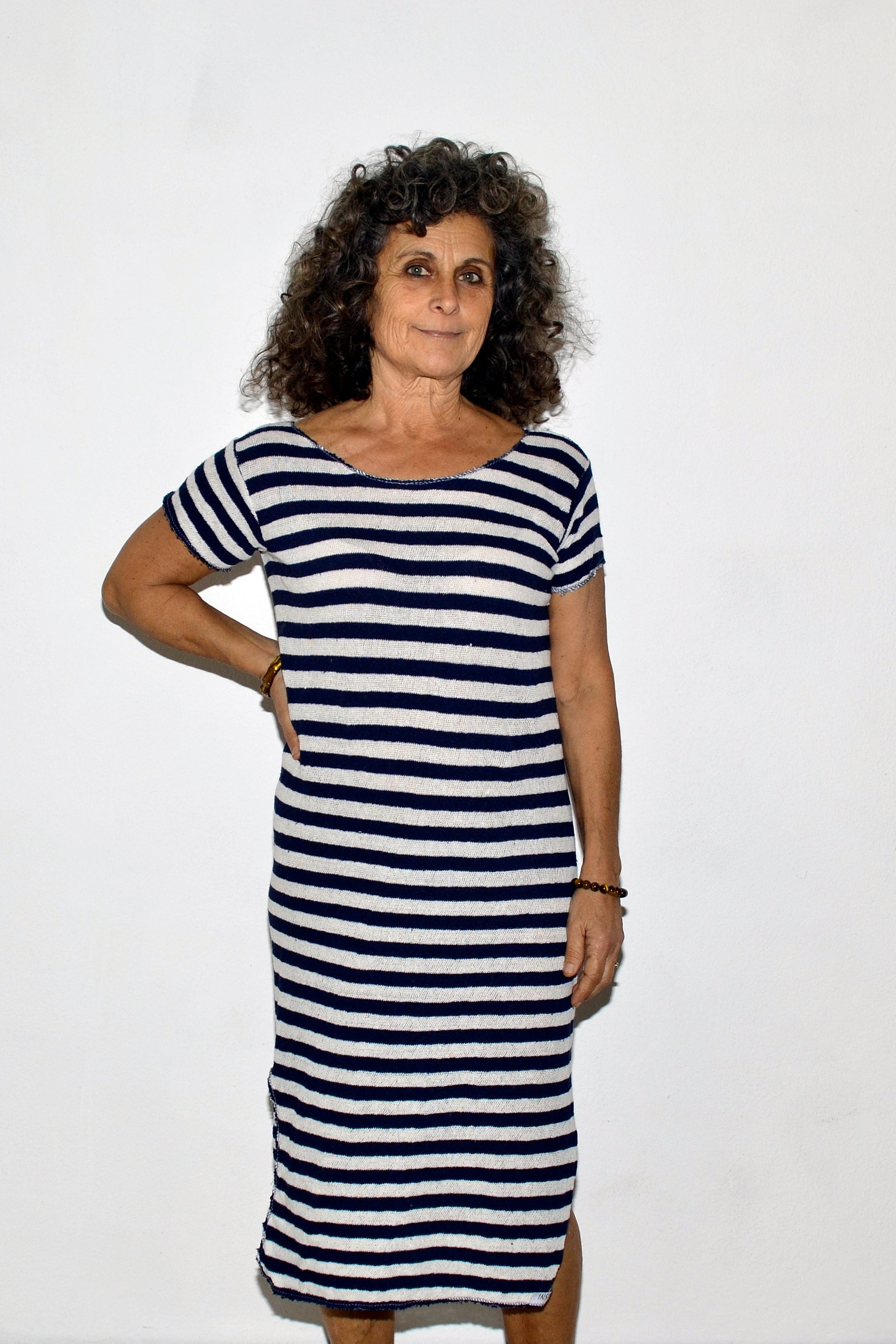 Vestido manga corta midi