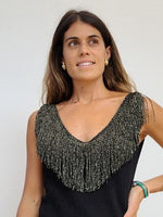 Cargar imagen en el visor de la galería, Vestido Noche Fleco Negro
