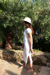Vestido manga corta midi